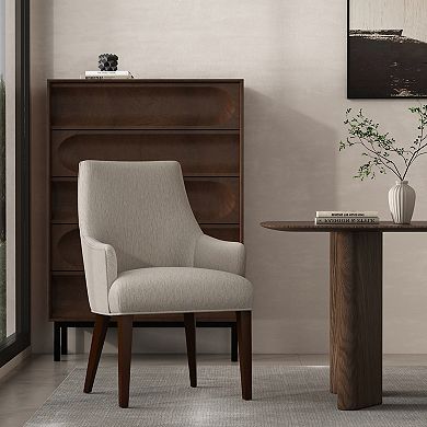 MANHATTAN COMFORT Beever Upholstered Wood Dining Armchair with Spacious Seat