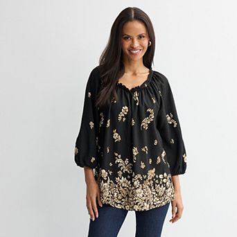 Women's Croft & Barrow® Ruffled Raglan Blouse