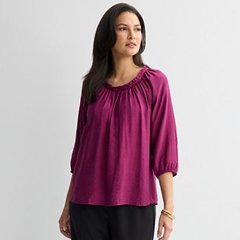 Women's Croft & Barrow® Ruffled Raglan Blouse
