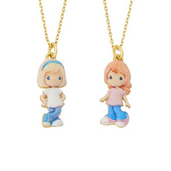 Precious Moments 14k Gold Flash Plated Best Friends Pendant Necklace Set