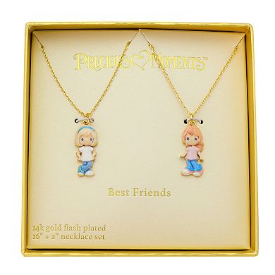 Precious Moments 14k Gold Flash Plated Best Friends Pendant Necklace Set
