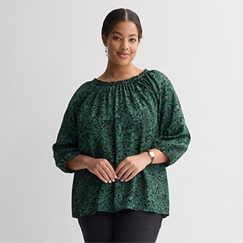 Plus Size Croft & Barrow® Raglan 3/4-Sleeve Blouse