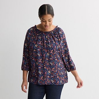 Plus Size Croft & Barrow® Raglan 3/4-Sleeve Blouse