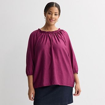 Plus Size Croft & Barrow® Raglan 3/4-Sleeve Blouse