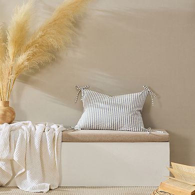 Palm Aire Cotton Seersucker Bow Decorative Pillow