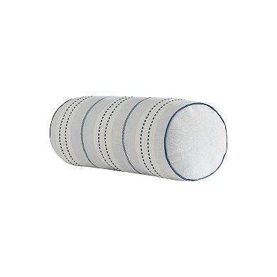 Palm Aire Lunara Blue Stripe Bolster Decorative Pillow