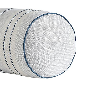 Palm Aire Lunara Blue Stripe Bolster Decorative Pillow