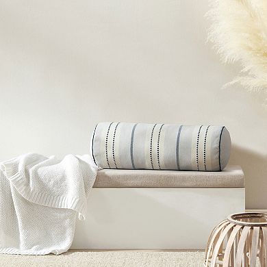 Palm Aire Lunara Blue Stripe Bolster Decorative Pillow