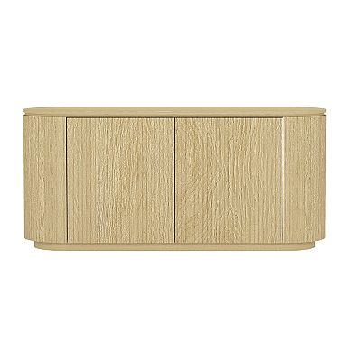 MANHATTAN COMFORT Olivia 60-Inch Ribbed Design Sideboard with 2 Adjustable Shelves