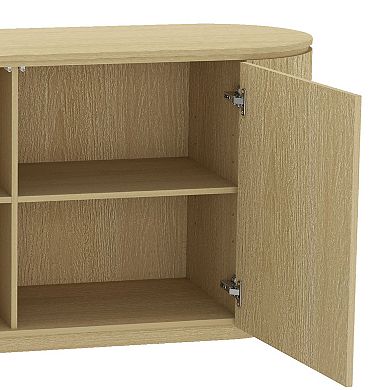 MANHATTAN COMFORT Olivia 60-Inch Ribbed Design Sideboard with 2 Adjustable Shelves