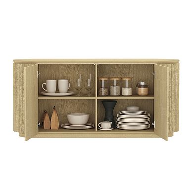 MANHATTAN COMFORT Olivia 60-Inch Ribbed Design Sideboard with 2 Adjustable Shelves