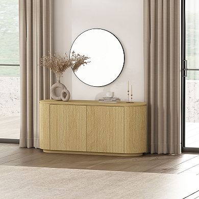 MANHATTAN COMFORT Olivia 60-Inch Ribbed Design Sideboard with 2 Adjustable Shelves