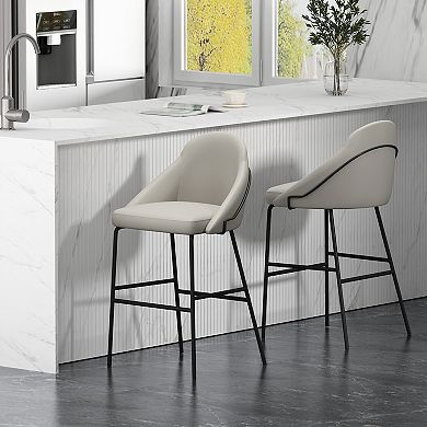 MANHATTAN COMFORT Gracie Upholstered Metal Barstool Set of 2