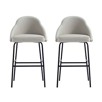 MANHATTAN COMFORT Gracie Upholstered Metal Barstool Set of 2