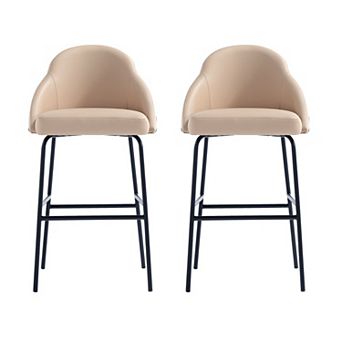 MANHATTAN COMFORT Gracie Upholstered Metal Barstool Set of 2