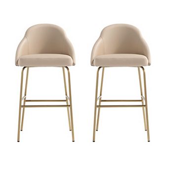 MANHATTAN COMFORT Gracie Upholstered Metal Barstool Set of 2