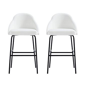 MANHATTAN COMFORT Gracie Upholstered Metal Barstool Set of 2