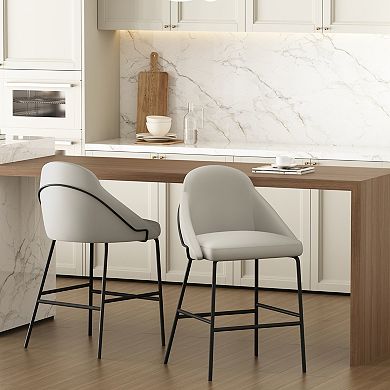 MANHATTAN COMFORT Gracie Upholstered Metal Counter Stool Set of 2