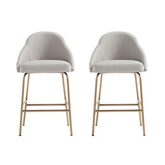 MANHATTAN COMFORT Gracie Upholstered Metal Counter Stool Set of 2