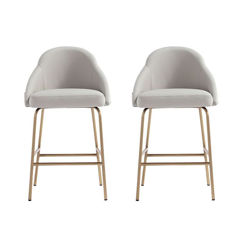 UPC 810165553538 product image for MANHATTAN COMFORT Gracie Upholstered Metal Counter Stool Set of 2, Grey And Gold | upcitemdb.com