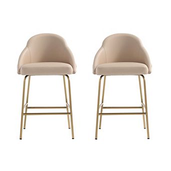 MANHATTAN COMFORT Gracie Upholstered Metal Counter Stool Set of 2