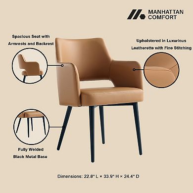 MANHATTAN COMFORT Tremont Upholstered Metal Dining Armchair Set of 2