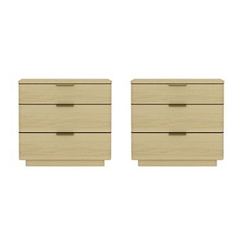 MANHATTAN COMFORT Payton 26-Inch Modern 3-Drawer Nightstand Set of 2