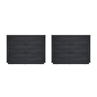 MANHATTAN COMFORT Evelyn 32-Inch 3-Drawer Nightstand Set of 2