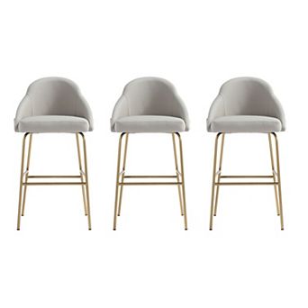 MANHATTAN COMFORT Gracie Upholstered Metal Barstool Set of 3