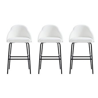 MANHATTAN COMFORT Gracie Upholstered Metal Barstool Set of 3