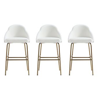 MANHATTAN COMFORT Gracie Upholstered Metal Barstool Set of 3