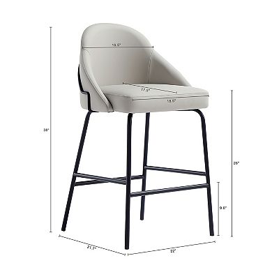MANHATTAN COMFORT Gracie Upholstered Metal Counter Stool 3-Pack