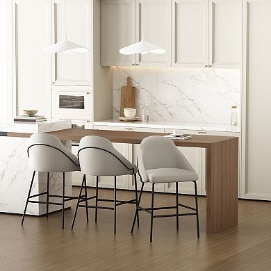 MANHATTAN COMFORT Gracie Upholstered Metal Counter Stool 3-Pack