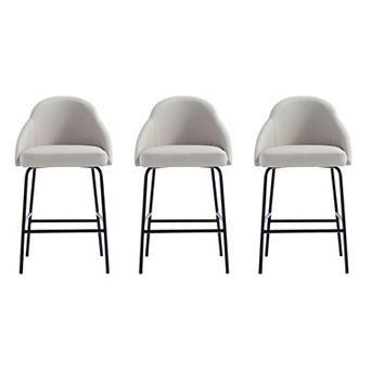 MANHATTAN COMFORT Gracie Upholstered Metal Counter Stool 3-Pack