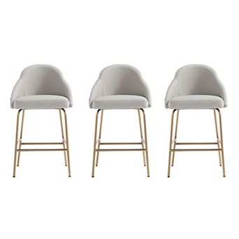MANHATTAN COMFORT Gracie Upholstered Metal Counter Stool 3-Pack