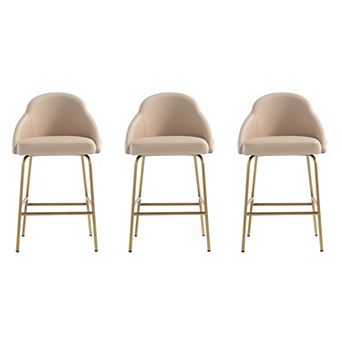 MANHATTAN COMFORT Gracie Upholstered Metal Counter Stool 3-Pack