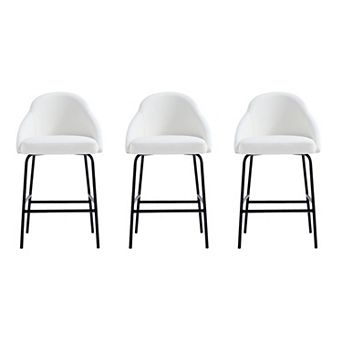 MANHATTAN COMFORT Gracie Upholstered Metal Counter Stool 3-Pack
