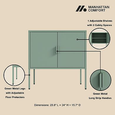 MANHATTAN COMFORT Ava 24-Inch 2-Shelf Metal Accent Cabinet