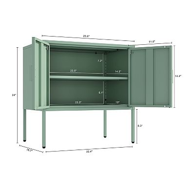 MANHATTAN COMFORT Ava 24-Inch 2-Shelf Metal Accent Cabinet