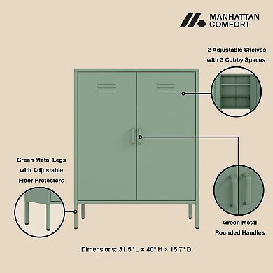MANHATTAN COMFORT Naomi 32-Inch Modern 2-Shelf Metal Accent Cabinet