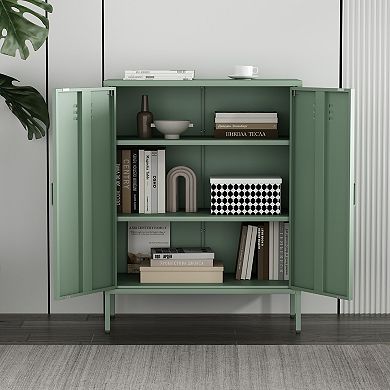 MANHATTAN COMFORT Naomi 32-Inch Modern 2-Shelf Metal Accent Cabinet