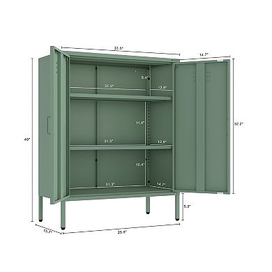 MANHATTAN COMFORT Naomi 32-Inch Modern 2-Shelf Metal Accent Cabinet