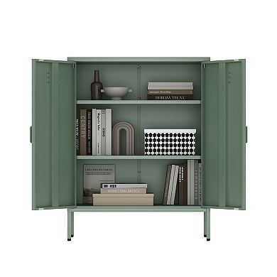 MANHATTAN COMFORT Naomi 32-Inch Modern 2-Shelf Metal Accent Cabinet