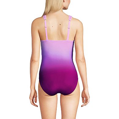Women's Lands' End SlenderSuit Grecian Adjustable Low Leg One-Piece Swimsuit