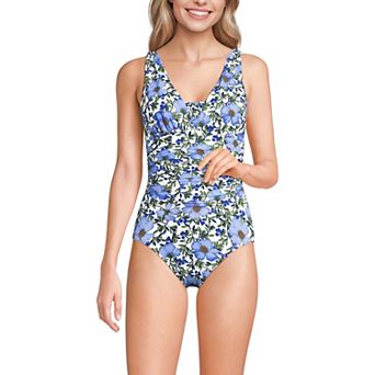 Women's Lands' End SlenderSuit Grecian Adjustable Low Leg One-Piece Swimsuit