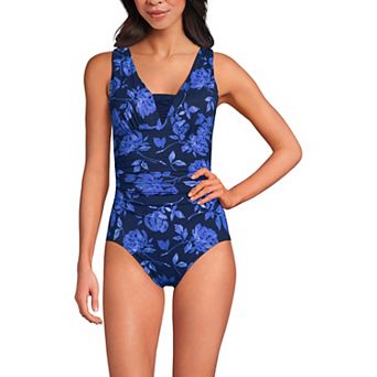 Women's Lands' End SlenderSuit Grecian Adjustable Low Leg One-Piece Swimsuit
