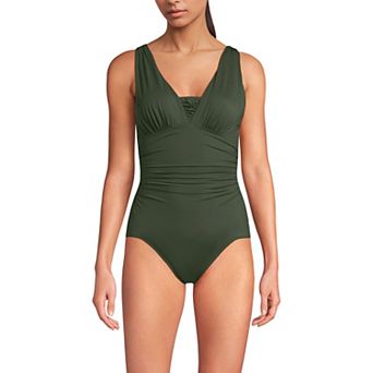 Women's Lands' End SlenderSuit Grecian Adjustable Low Leg One-Piece Swimsuit