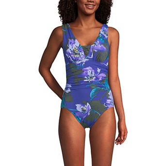 Women's Lands' End SlenderSuit Grecian Adjustable Low Leg One-Piece Swimsuit