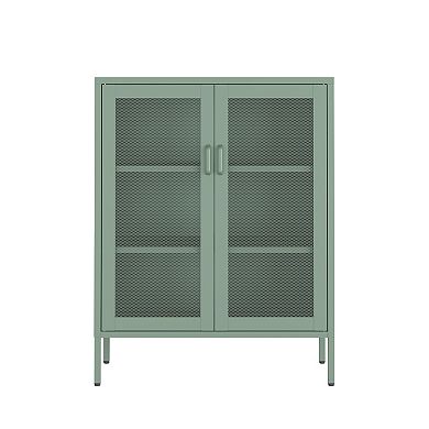 MANHATTAN COMFORT Amelia 32-Inch Metal Accent Cabinet with 3 Shelves