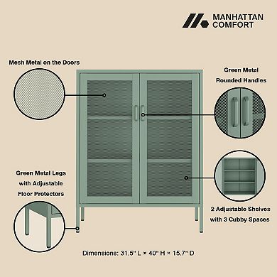 MANHATTAN COMFORT Amelia 32-Inch Metal Accent Cabinet with 3 Shelves